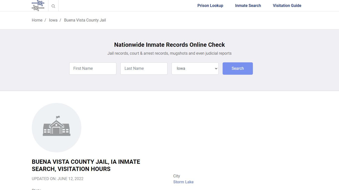 Buena Vista County Jail, IA Inmate Search, Visitation Hours