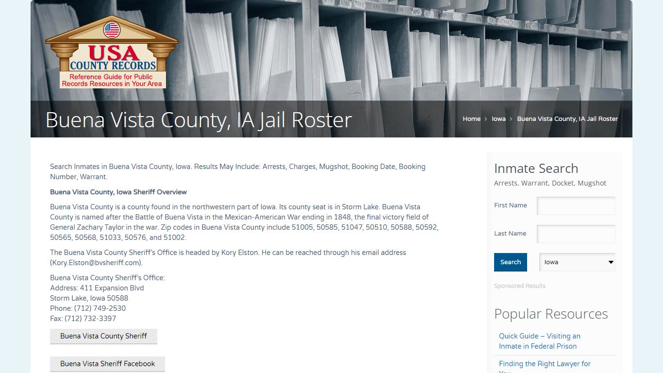Buena Vista County, IA Jail Roster | Name Search